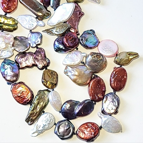 KESHI PEARL NECKLACE - 40" LONG MULTI-COLORED PEARLS - Picture 11 of 12